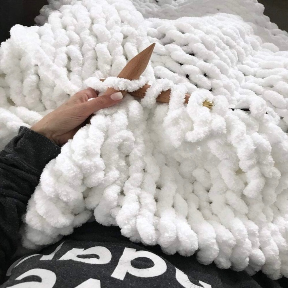 Chunky Knit Blanket Chenille Throw